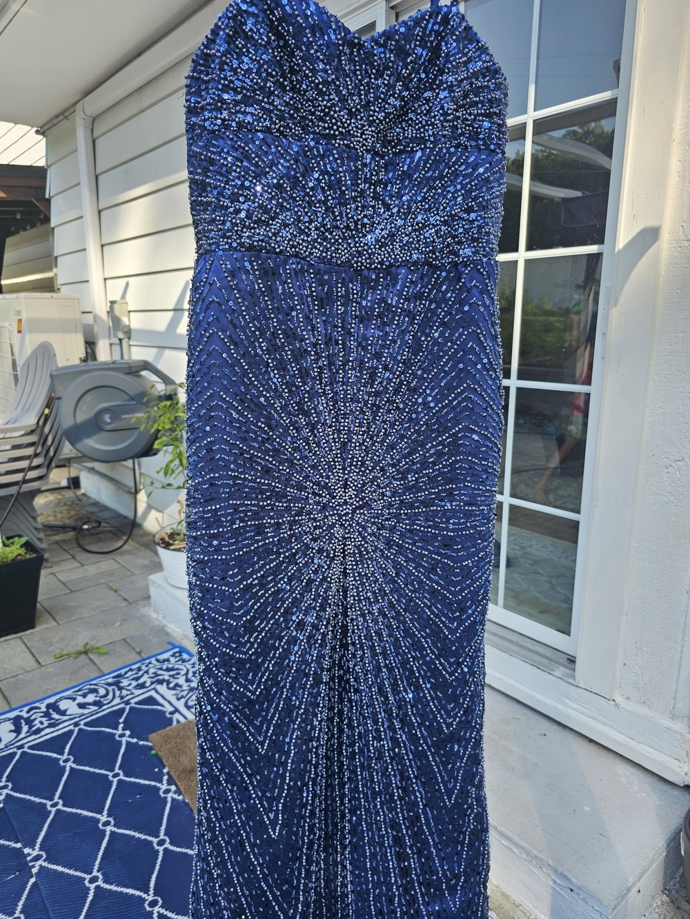 Dress Beaded Navy  Evening Gown